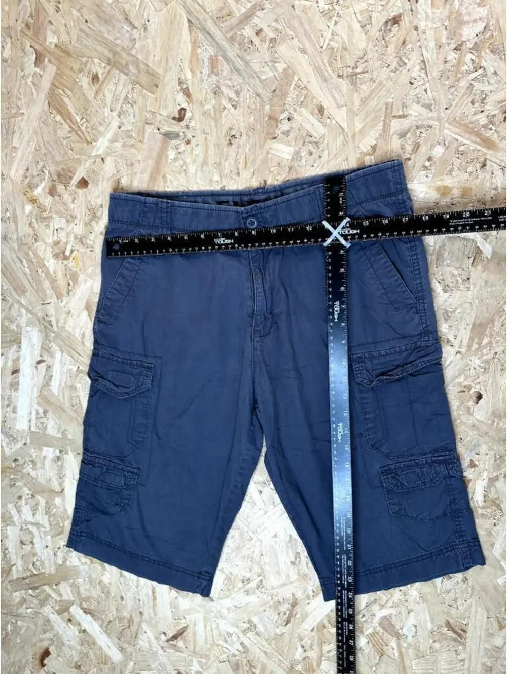 George Mens Flex Cargo Shorts Size 32 Navy Blue Cotton Blend Casual Utility